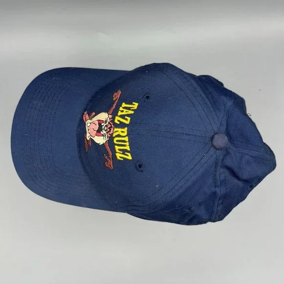 Vintage 1998 Taz Rulz Looney Tunes Snapback Adjustable Blue Hat Tasmanian Devil